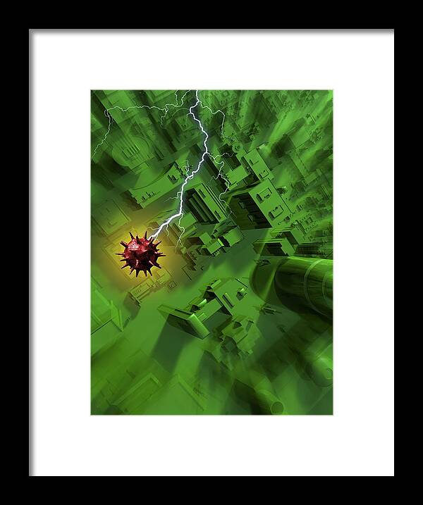Vertical Framed Print featuring the digital art Computer Virus, Conceptual Artwork #17 by Victor Habbick Visions