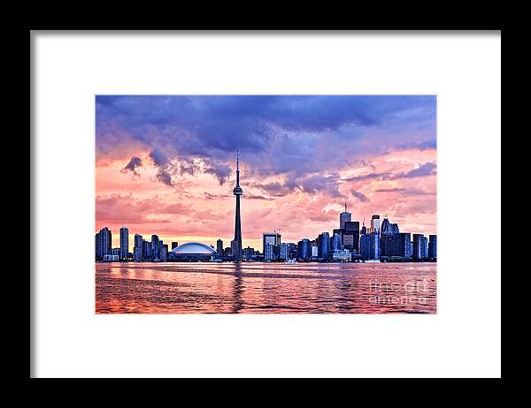 Toronto Framed Print featuring the photograph Toronto sunset skyline by Elena Elisseeva