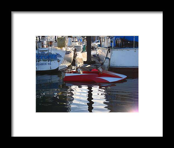 Small Boats Framed Print featuring the photograph 1950's Custom Hydroplane by Kym Backland