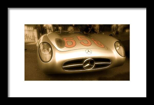  Framed Print featuring the photograph 1955 Mercedes Benz 300SLR Fangio by John Colley