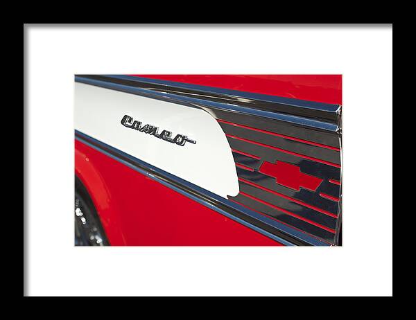 1957 Chevrolet Cameo Pickup Framed Print featuring the photograph 1957 Chevrolet Cameo Pickup Emblem by Jill Reger