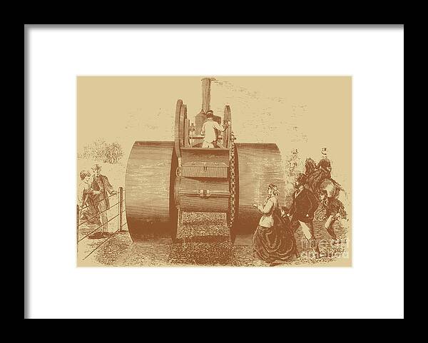Steam Road Roller Framed Print featuring the photograph 1866 Steam Road Roller #2 by Science Source