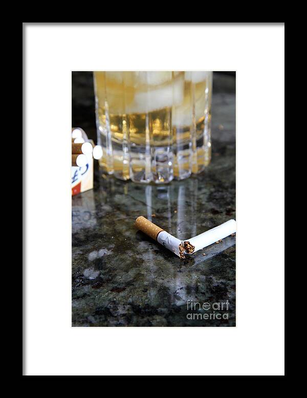 Still Life Framed Print featuring the photograph Alcohol And Cigarettes #2 by Photo Researchers