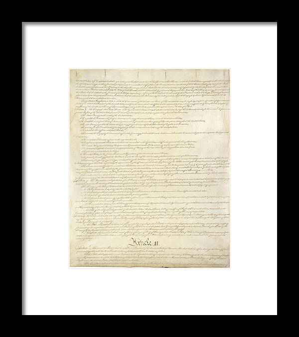 History Framed Print featuring the photograph Constitution Of The United States #2 by Everett