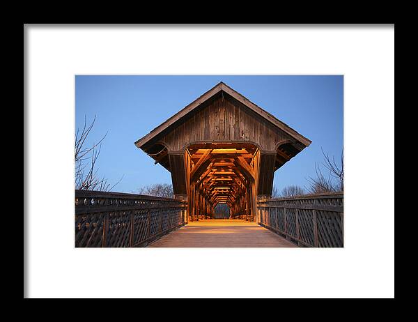 100324 Guelph Walking Bridge Framed Print featuring the photograph Covered Bridge Guelph Ontario #2 by Nick Mares