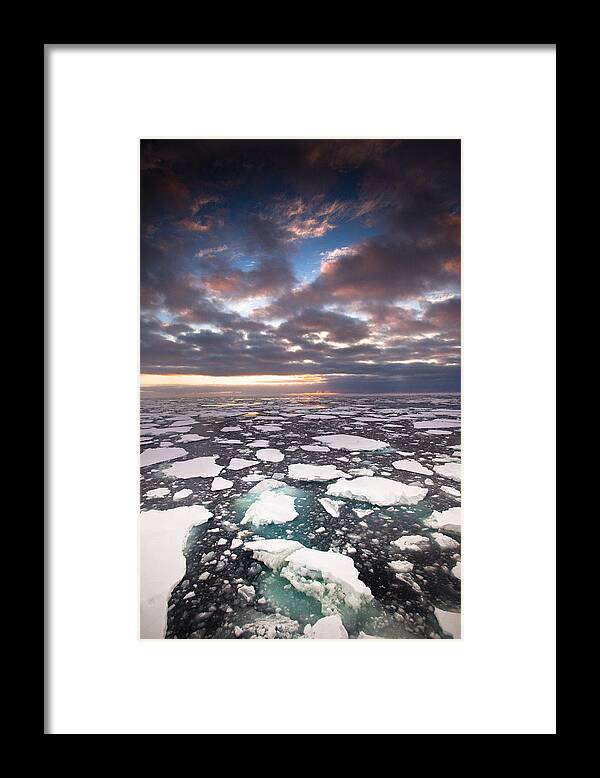 00427976 Framed Print featuring the photograph Ice Floes At Sunset Near Mertz Glacier #2 by Colin Monteath
