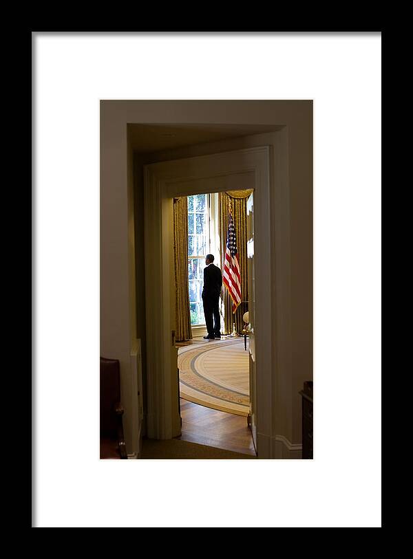 History Framed Print featuring the photograph President Barack Obama Looks #2 by Everett