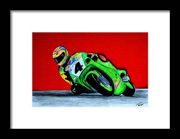 Sportsbike Framed Print featuring the drawing Speed Demon...... by Tanya Tanski