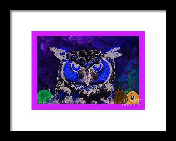 Owl Framed Print featuring the painting 2011 Dreamy Horned Owl Negative by Lilibeth Andre