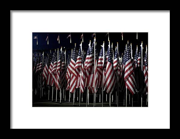 History Framed Print featuring the photograph 2974 American Flags Representing by Everett