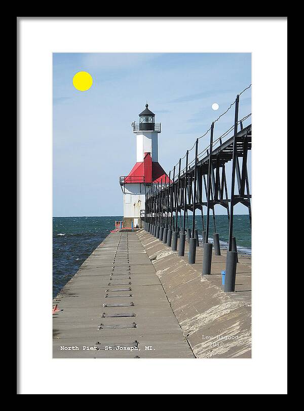 Digital Framed Print featuring the photograph North Pier St Joseph Michigan #4 by Lew Hagood