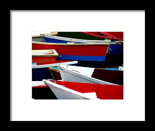 Boats Framed Print featuring the photograph Festive by Jean Wolfrum
