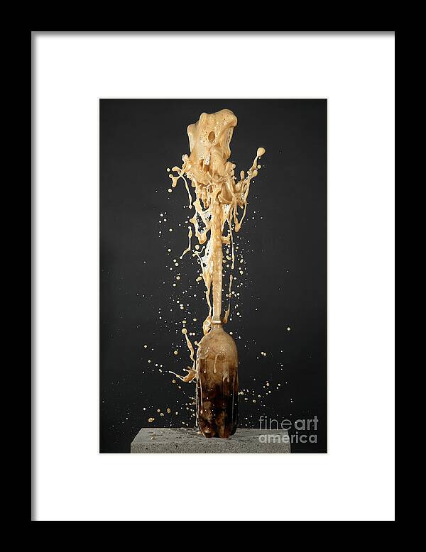 Mentos Framed Print featuring the photograph Mentos And Soda Reaction #6 by Ted Kinsman