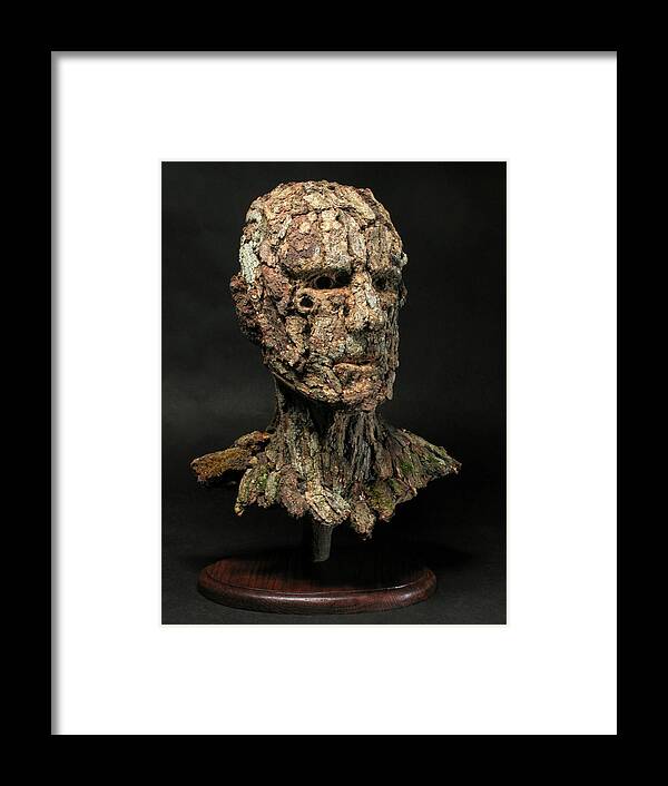 Groot Framed Print featuring the mixed media Revered A natural portrait bust sculpture by Adam Long #6 by Adam Long