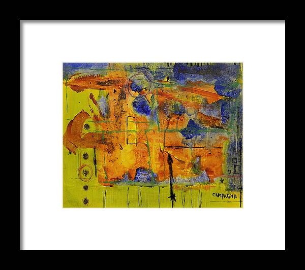 Acrylic Paint Framed Print featuring the painting Untitled #50 by Teddy Campagna