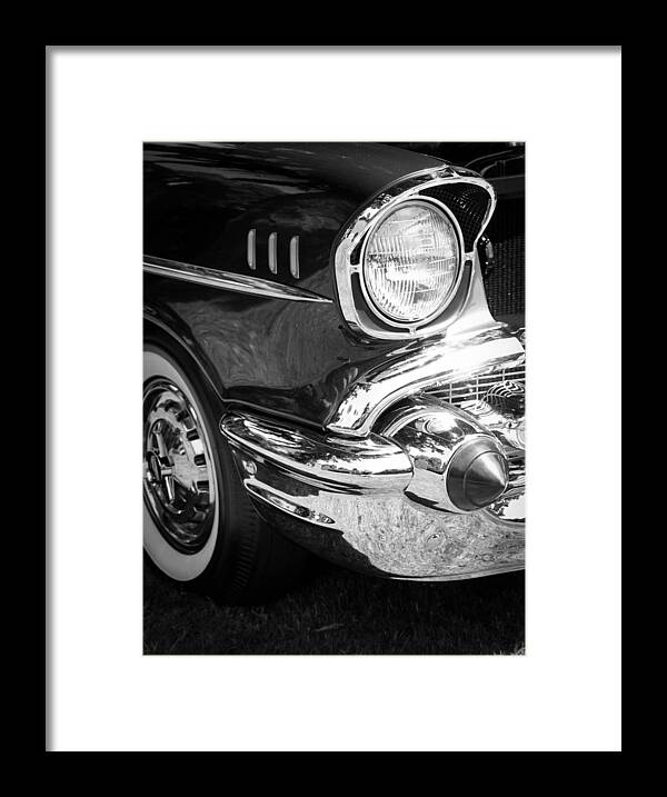 Black And White Framed Print featuring the photograph 57 Chevy Black by Steve McKinzie