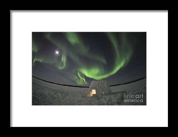 Yellowknife Framed Print featuring the photograph Aurora Borealis Over An Igloo On Walsh #6 by Jiri Hermann