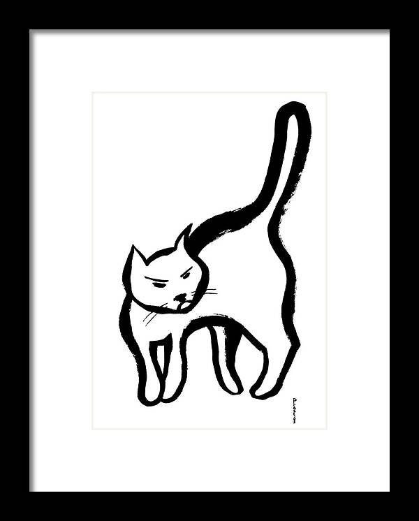  Framed Print featuring the drawing cat #7 by Poul Costinsky