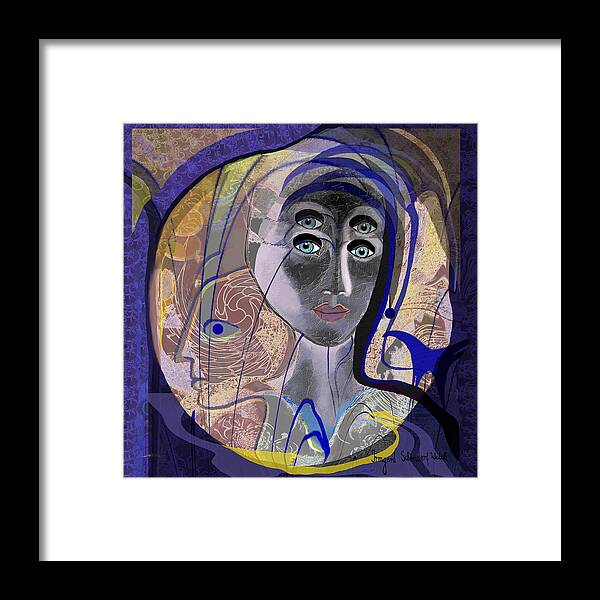 Lady Framed Print featuring the painting 743 - Blue eyes by Irmgard Schoendorf Welch