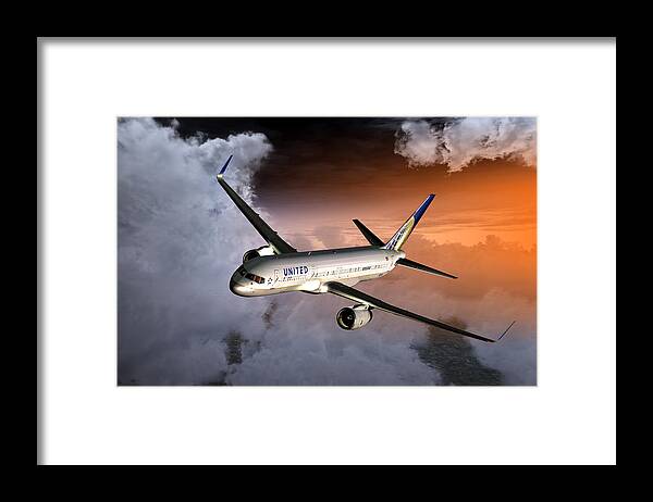 Flight Framed Print featuring the digital art 757uaco 02 by Mike Ray