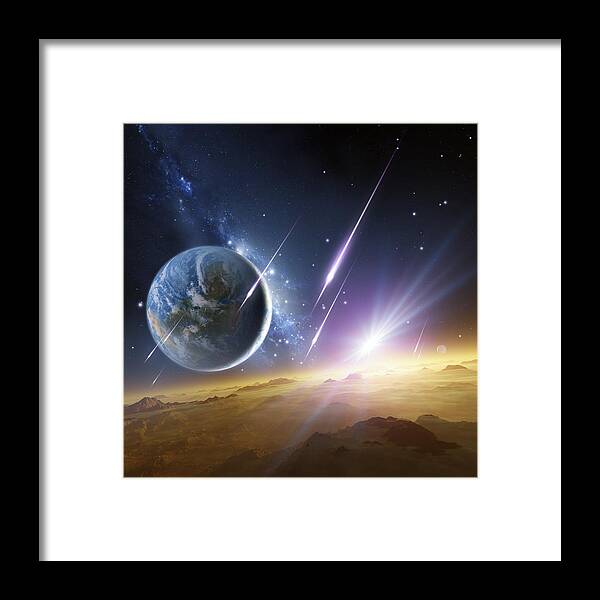 Star Framed Print featuring the photograph Earth-like Planet, Artwork #9 by Detlev Van Ravenswaay