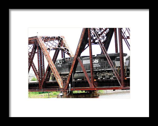 Train Photograph Framed Print featuring the photograph 9215 Southern Cargo Train by Ester McGuire