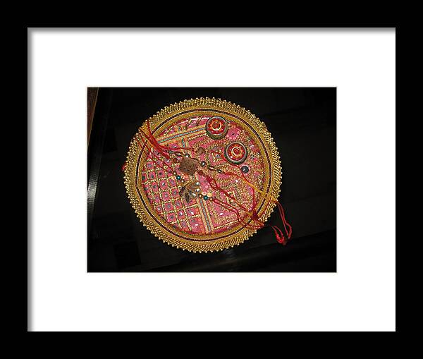 Rakhi Framed Print featuring the photograph A bowl of rakhis in a decorated dish by Ashish Agarwal
