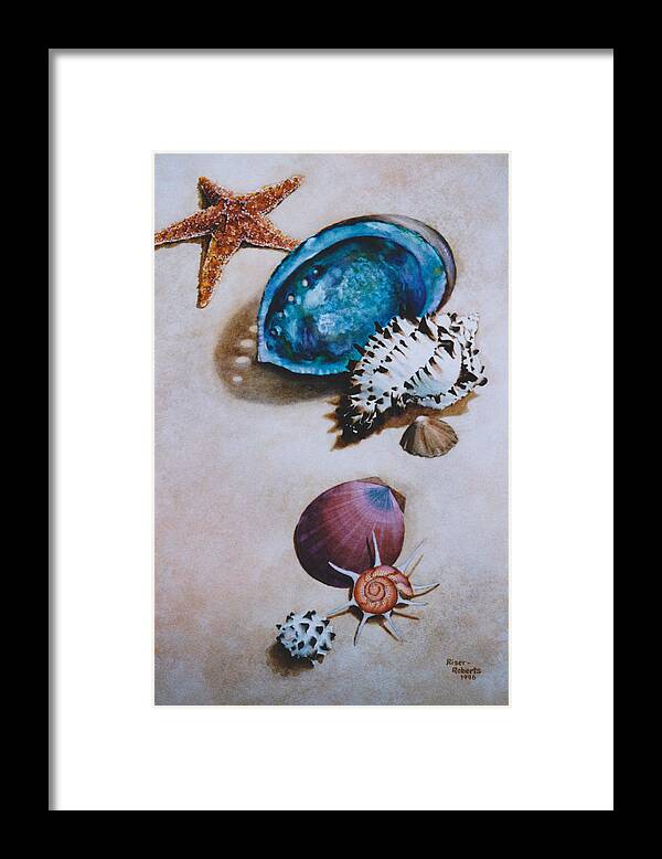 Watercolor Of Seashells Framed Print featuring the painting A Day at the Beach by Eve Riser Roberts