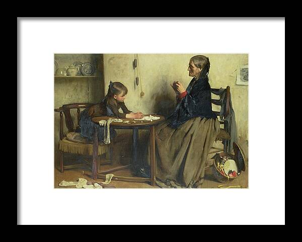 A Difficulty Framed Print featuring the painting A Difficulty by Arthur Hacker