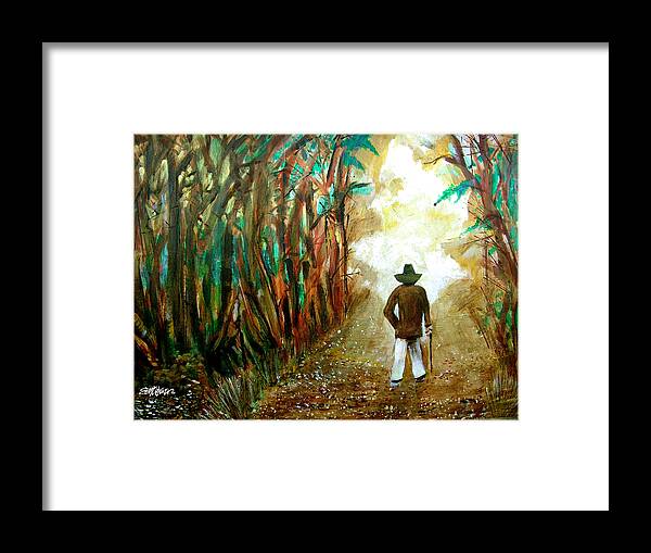 A Fall Walk In The Woods Framed Print featuring the painting A Fall Walk in the Woods by Seth Weaver