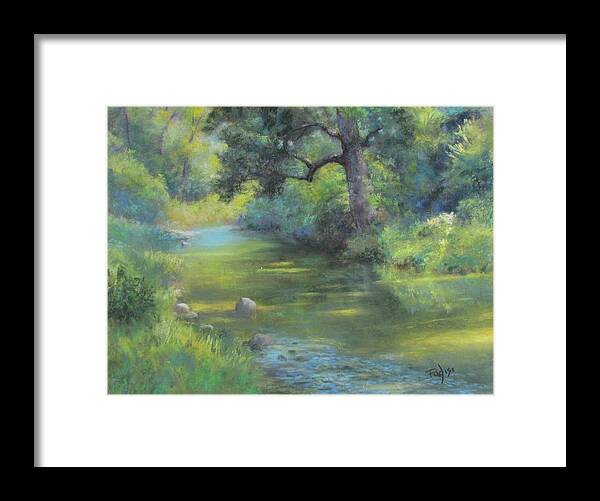 Stream Framed Print featuring the pastel A Midsummer Day's Stream II by Bill Puglisi