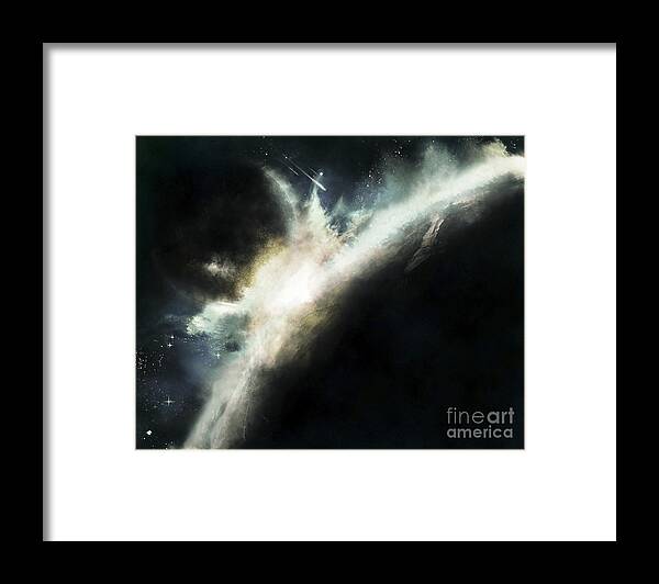 Concept Framed Print featuring the digital art A Planet Pushed Out Of Its Orbit by Tomasz Dabrowski