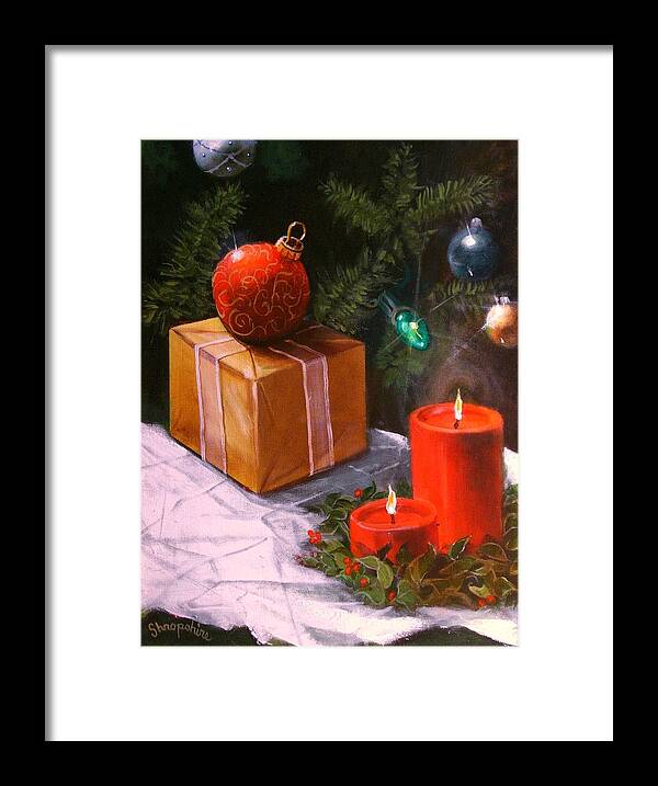 Candles Framed Print featuring the painting A Secial Gift by Tom Shropshire