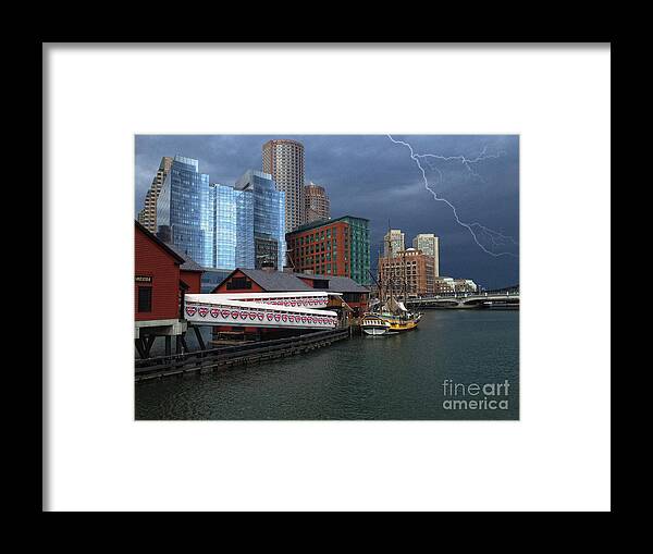 Boston Framed Print featuring the photograph A Storm in Boston by Gina Cormier