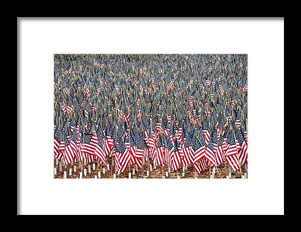 American Flag Framed Print featuring the photograph A Thousand Flags by John Black
