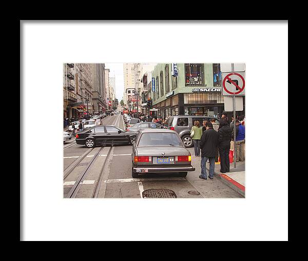 San Francisco Framed Print featuring the pyrography A view of San Francisco down town from the cable car ride by Hiroko Sakai