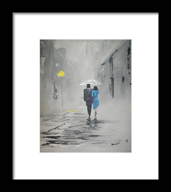 Art Framed Print featuring the painting A Walk in the Rain by Raymond Doward