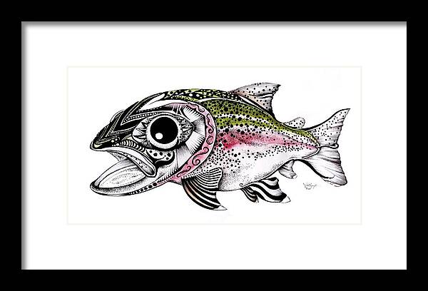 Rainbow Trout Framed Print featuring the painting Abstract Alaskan Rainbow Trout by J Vincent Scarpace
