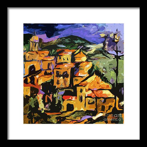 Italy Framed Print featuring the painting Abstract Amalfi at Night by Ginette Callaway