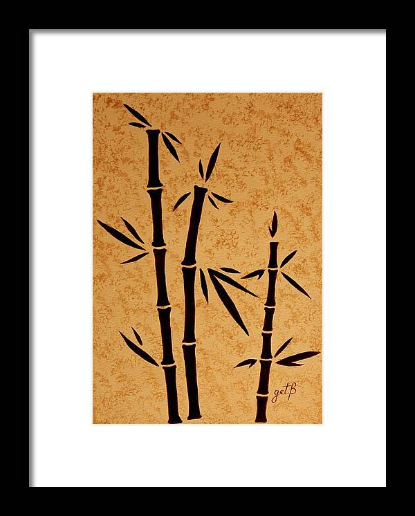 Bamboo Coffee Painting Framed Print featuring the painting Abstract Bamboo coffee painting by Georgeta Blanaru