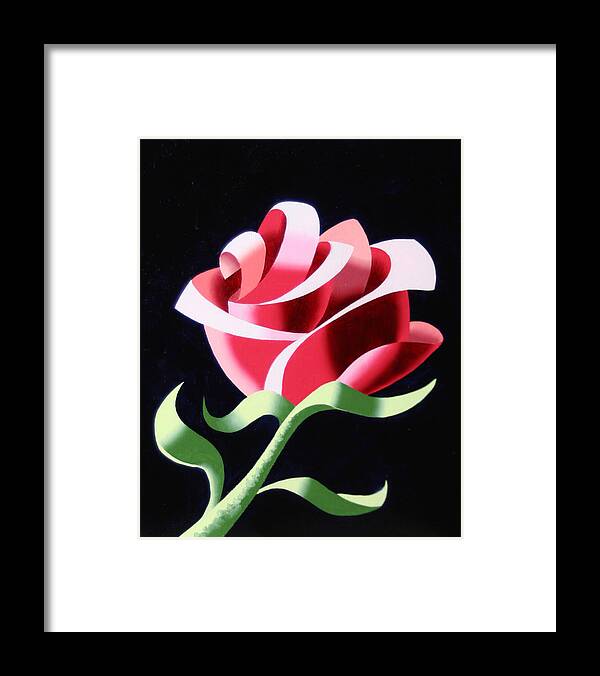 Abstract Framed Print featuring the painting Abstract Geometric Cubist Rose Oil Painting 3 by Mark Webster