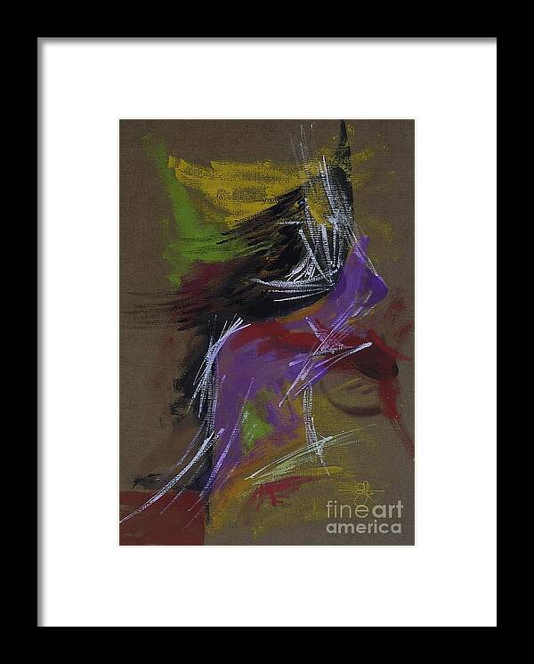 Sketch Brush Strokes Speed Pose Standing Abstract Framed Print featuring the painting Abstract Woman by Vilas Malankar