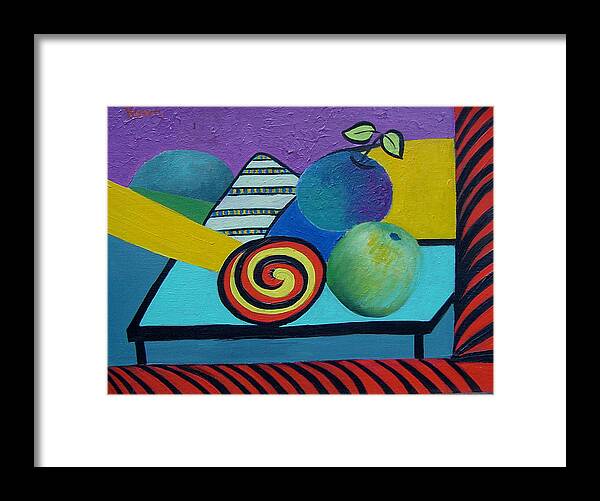 Abstract Framed Print featuring the painting Abstracted Apples by Karin Eisermann