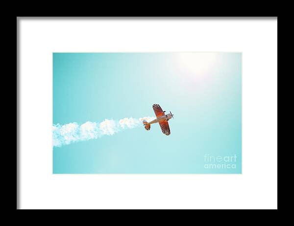 Airplane Framed Print featuring the photograph Aerobatic Biplane Inverted by Kim Fearheiley