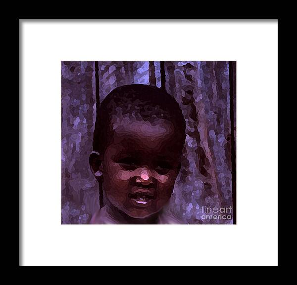 African Little Girl Framed Print featuring the pyrography African Little Girl by Lydia Holly