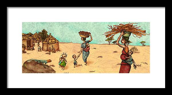 Illustration Art Framed Print featuring the painting Africans by Autogiro Illustration