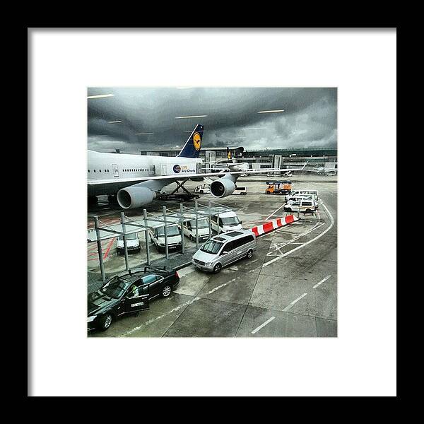 England Framed Print featuring the photograph #airport #manchester #plane #car #cloudy by Abdelrahman Alawwad