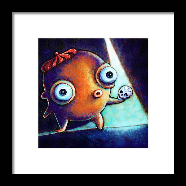 Little Monster Framed Print featuring the painting Alas poor Yorick by Leanne Wilkes
