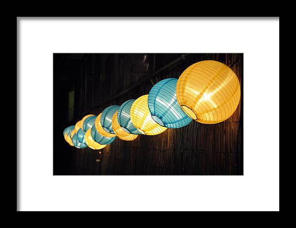 Chinese Lanterns Framed Print featuring the photograph All in a Row by Sandy Fisher
