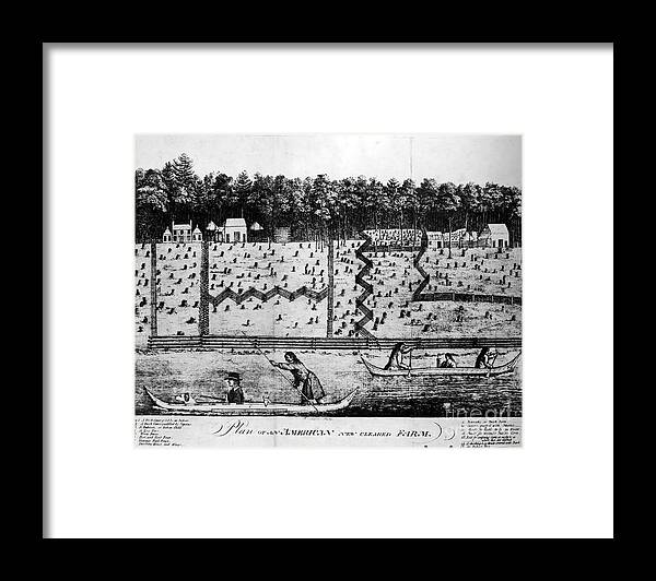 18th Century Framed Print featuring the photograph American Farm: Plan, 1793 by Granger